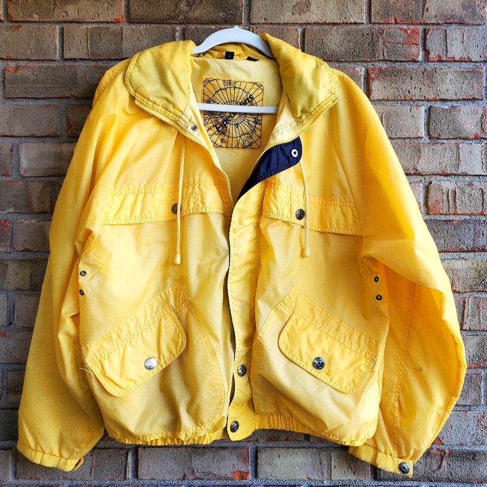80s Cavalini Jacket Men's Med Yellow Sailing Windbreaker Rain RARE FIND!